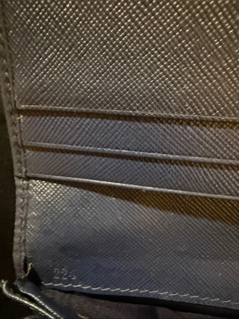 Prada Navy Blue Saffiano Leather Continental Wallet with Gold Logo